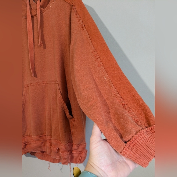 Free People Movement Deconstructed Orange Oversize Boyfriend Sweatshirt Hoodie S - Picture 6 of 12